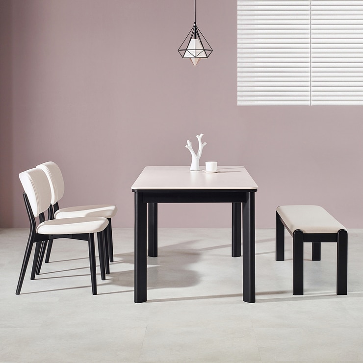 더원 블랙스완 세라믹 4인 식탁세트 1600 (벤치형)