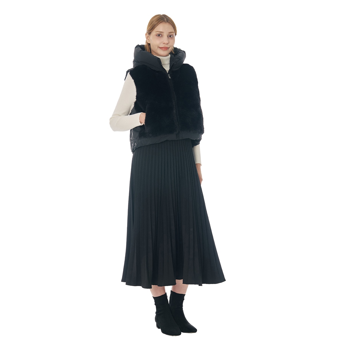 SOUP 여성 인조퍼 다운 베스트