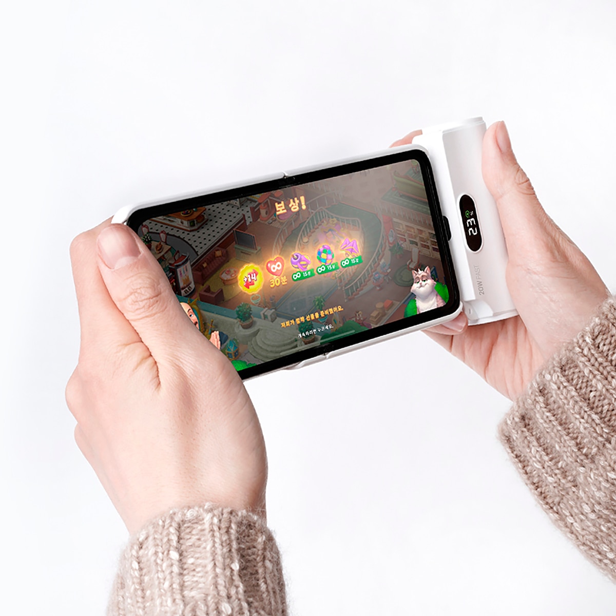 스마텍 도킹형 보조배터리 5000mAh x 2 - TYPE C 1개 + 라이트닝 1개