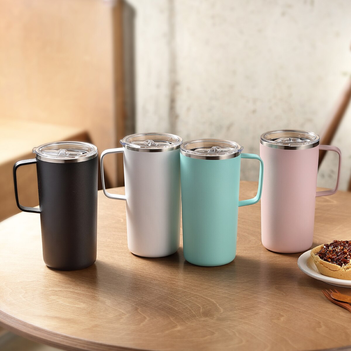 아소부 보온보냉 머그 600ml - 핑크
