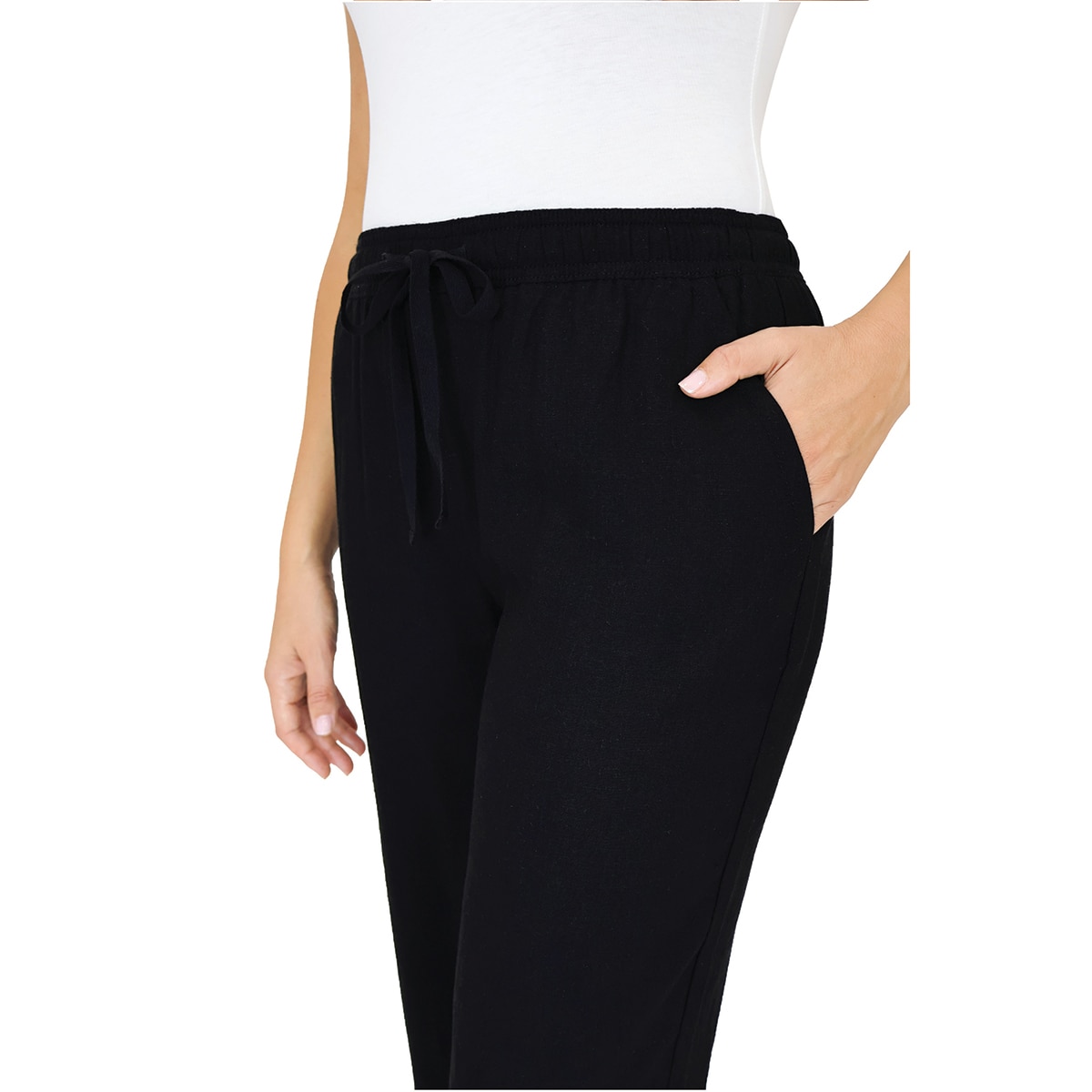 브릭스 여성 리넨 팬츠 - 블랙, S