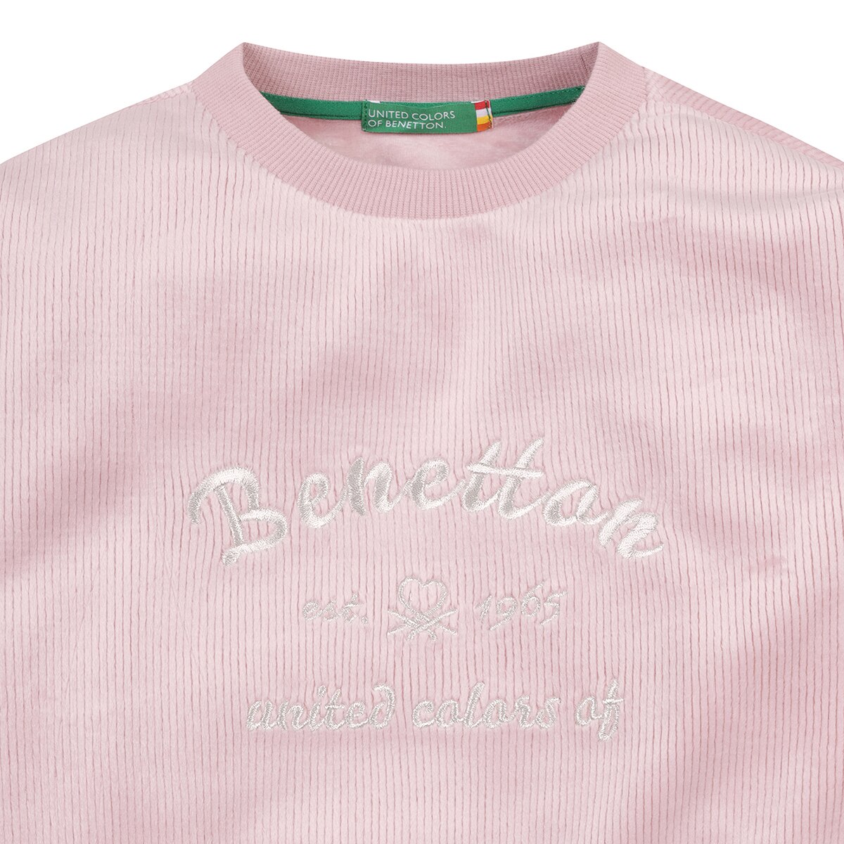 베네통 키즈 긴소매 벨루아 크루 - 핑크, 130 베네통 키즈 긴소매 벨루아 크루 - 핑크, 130