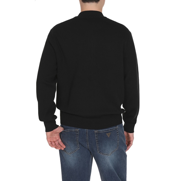 게스 남성 니트 집업 - 블랙, M