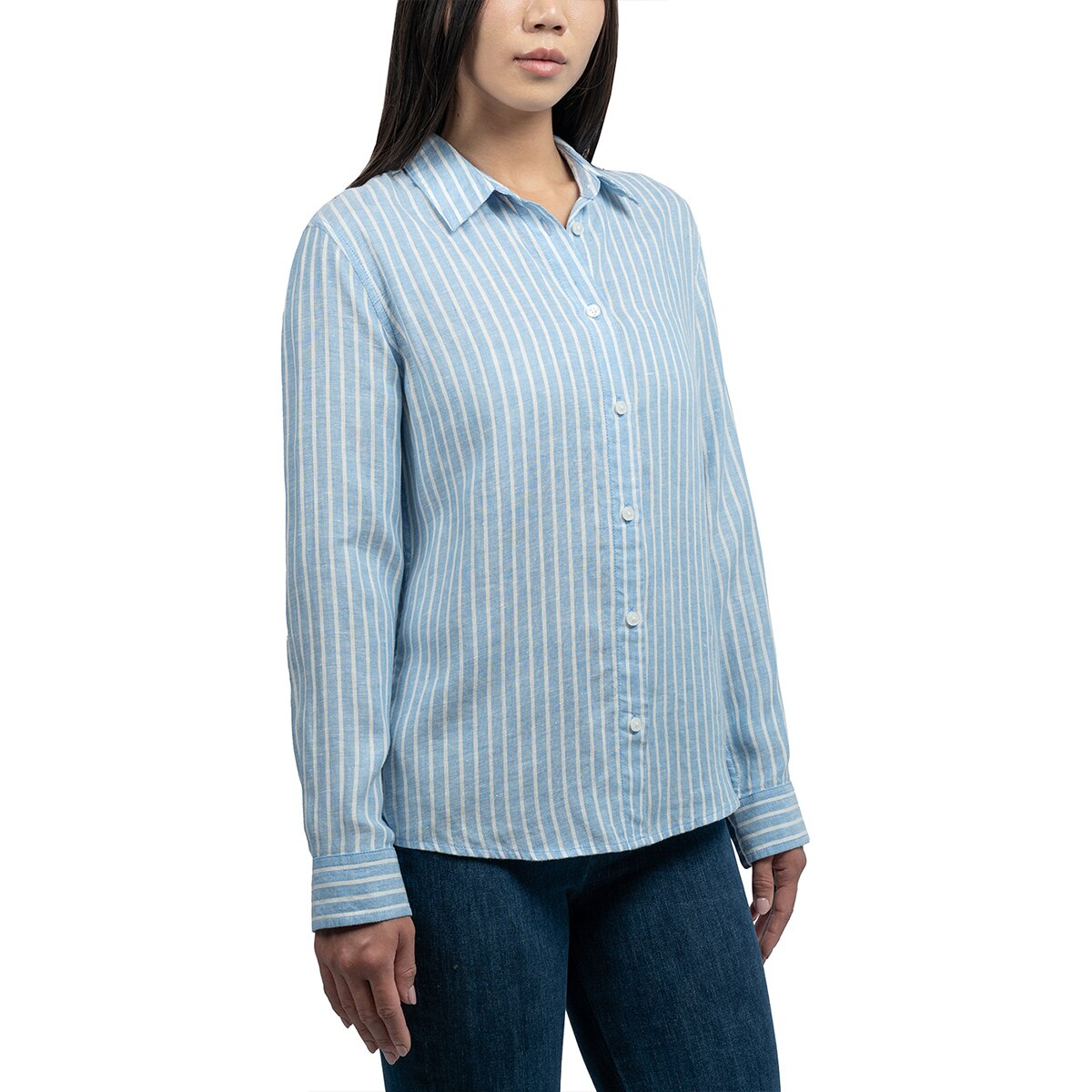 잭스 여성 리넨 스트라이프 셔츠 잭스 여성 리넨 스트라이프 셔츠