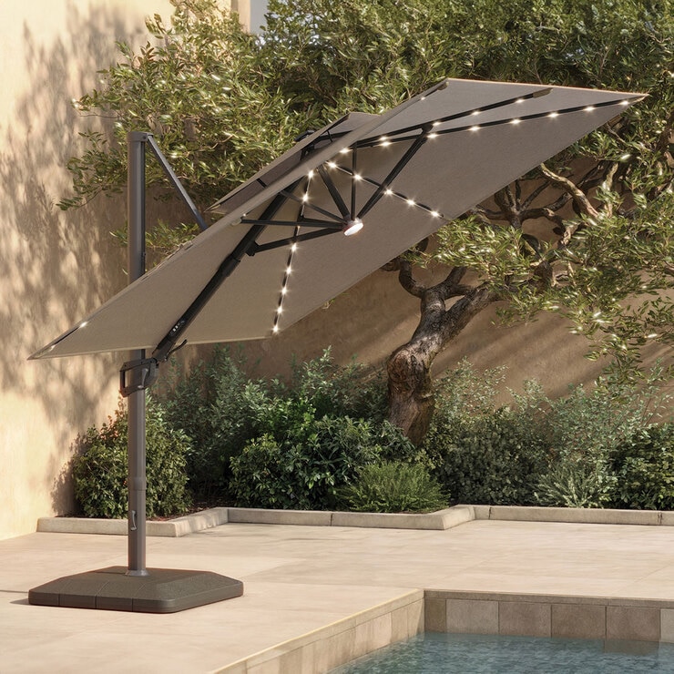 ATLeisure Cantilever Umbrella, LED Lights,Mushroom 1807306