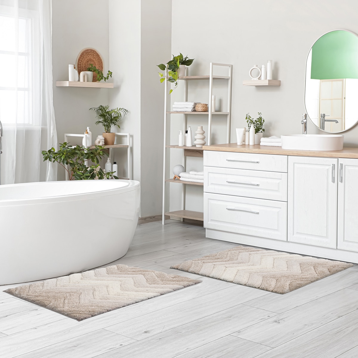 Riviera Home 쉐브론 옴브레 욕실 매트 2P