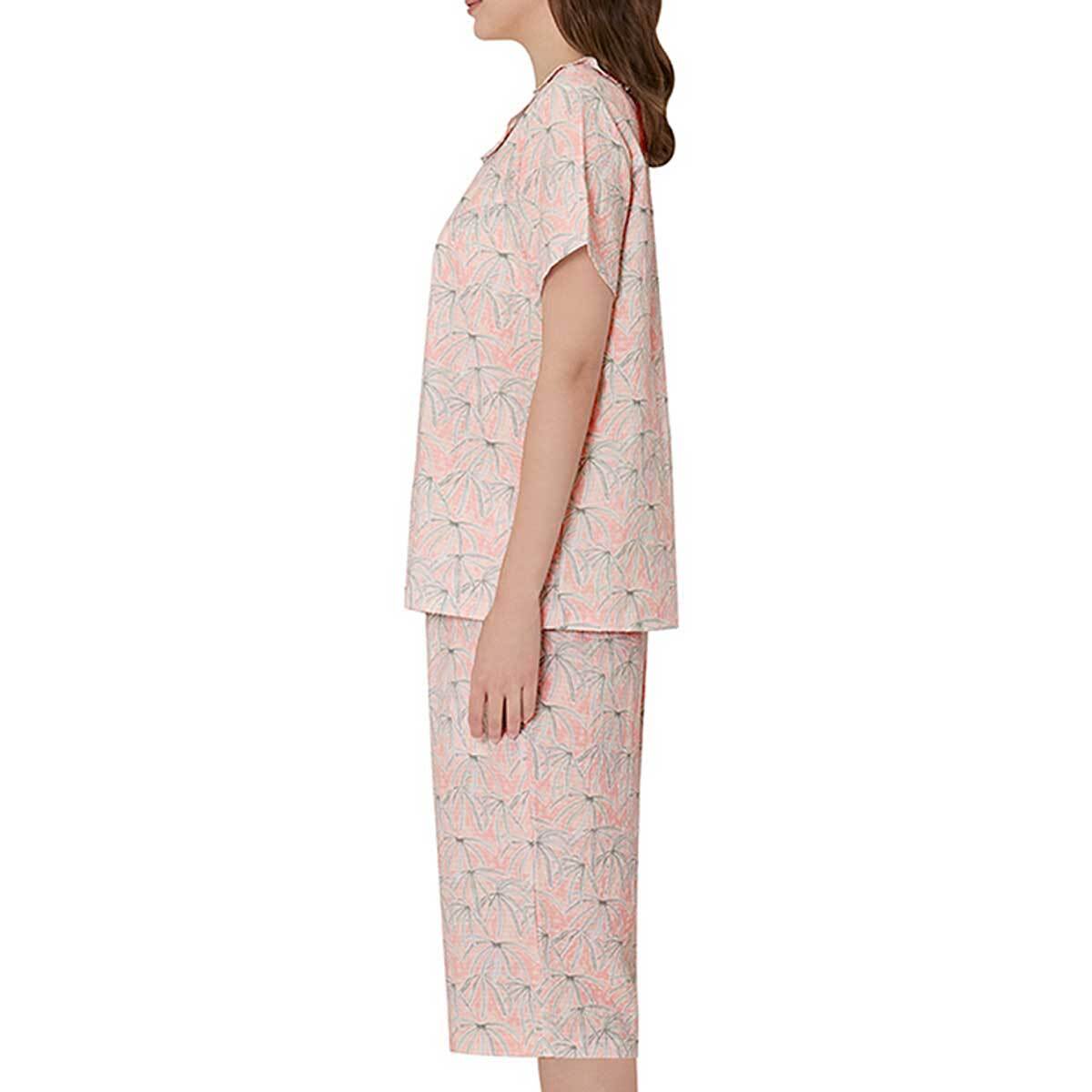 트라이엄프 여성 면 리플 파자마 세트 - 야자수 핑크 트라이엄프 여성 면 리플 파자마 세트 - 야자수 핑크