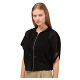 솔레지아 여성 크로셰 니트 후드 집업 케이프 - 블랙, M/L