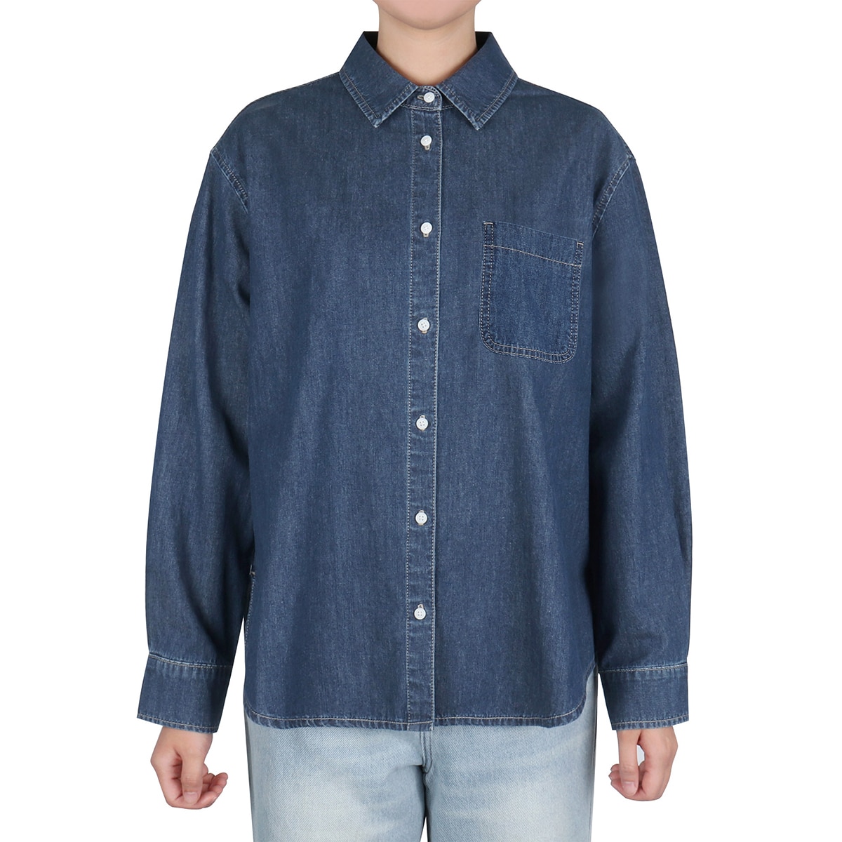 케네스콜 여성 데님 셔츠 - 다크 인디고, S 케네스콜 여성 데님 셔츠 - 다크 인디고, S