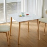 리비니아 NOVO 세라믹 2인 식탁세트 - 내츄럴(프레임(식탁&의자))+화이트(세라믹 상판)