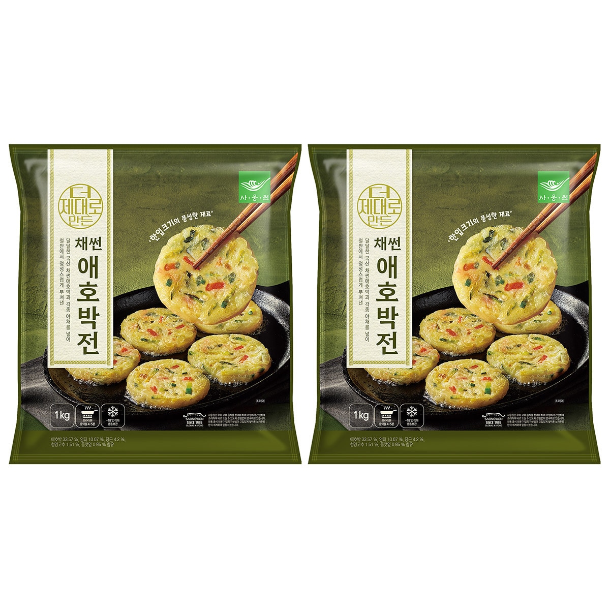 사옹원 미니전 골라담기 1kg x 2 - 사옹원 애호박전 1kg x 2