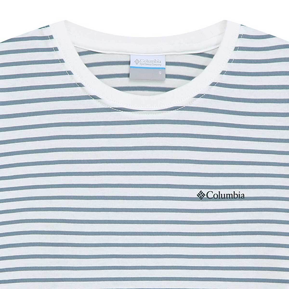 컬럼비아 여성 스트라이프 티셔츠 - 블루, S
