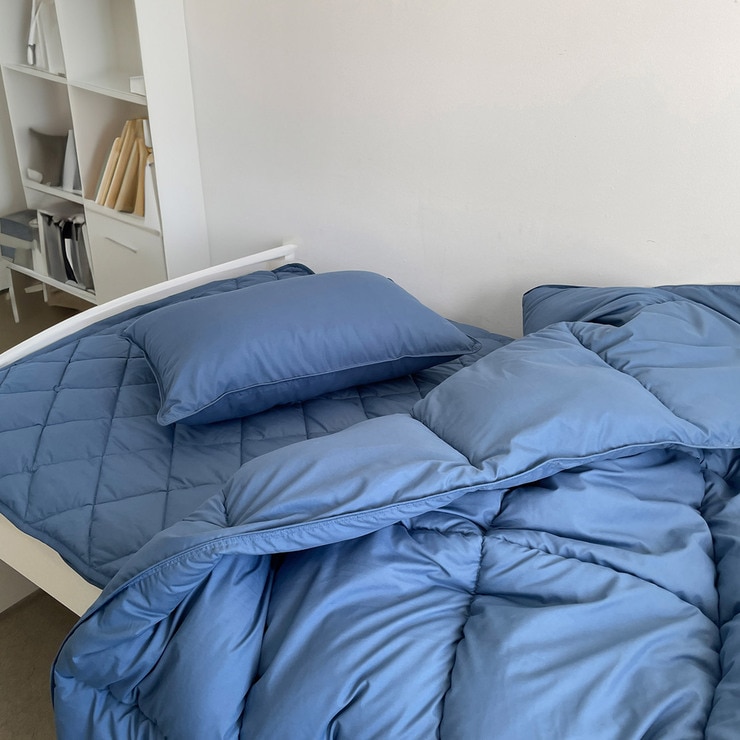 플로티나 차렵이불 세트 4P - 싱글, 네이비