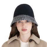 안드레아바나 여성 울 트위드 모자 - 블랙