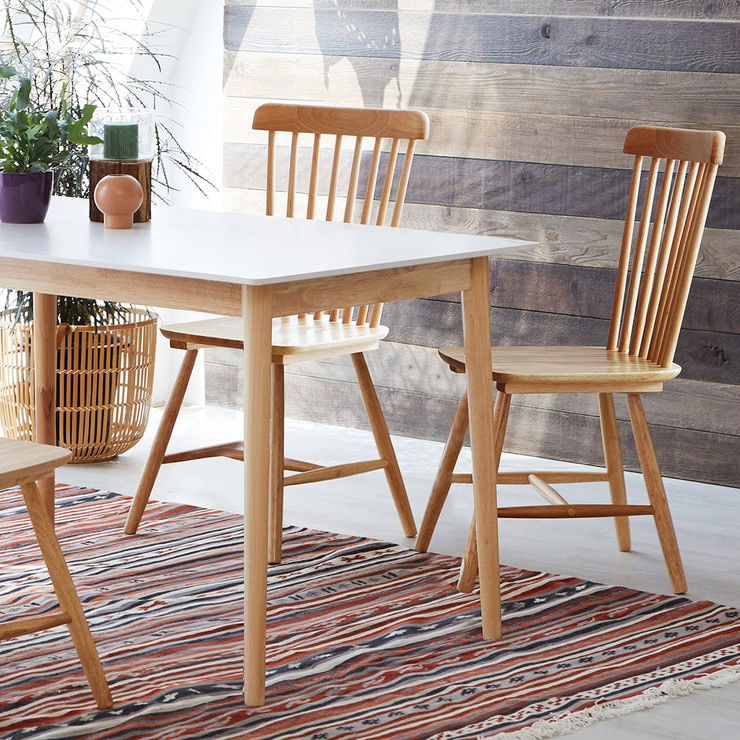 리비니아 TOTO 포세린 세라믹 6인 식탁세트 - 내추럴(의자) + 화이트(세라믹 상판)