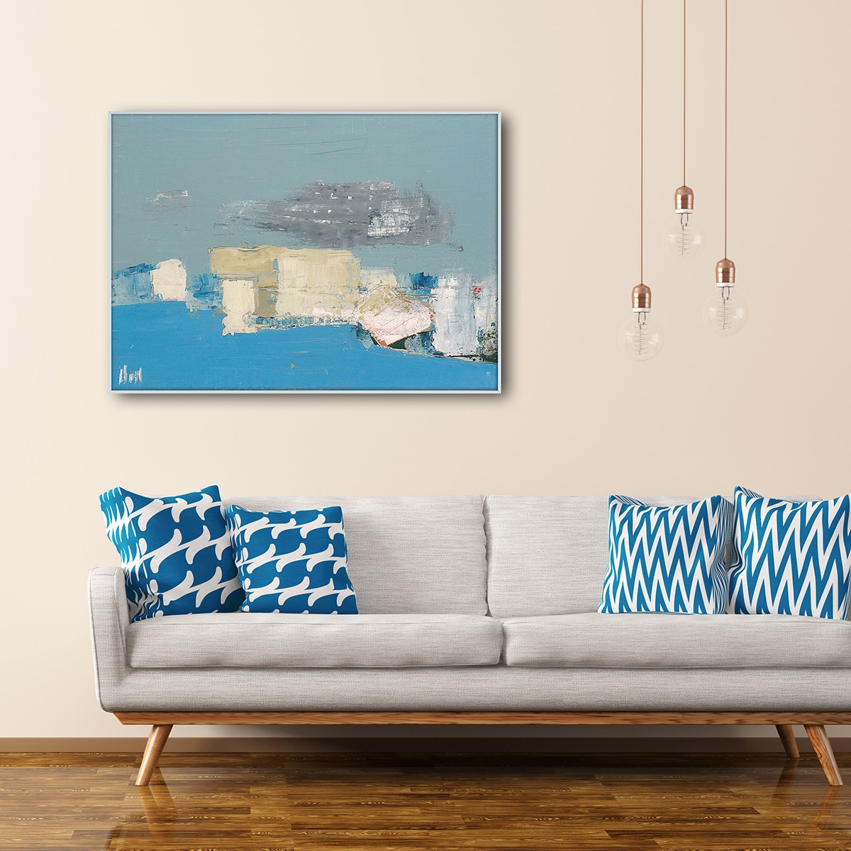 지클레 그림 액자 (80 x 60cm 또는 60 x 80cm) - 니콜라스 드 스탈, 청색 구성