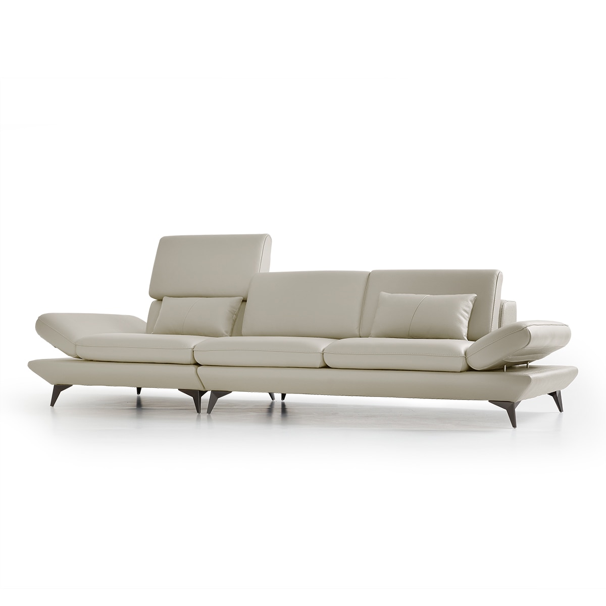 UND 에디션 NA6 천연 통가죽 소파 4인 - 크림