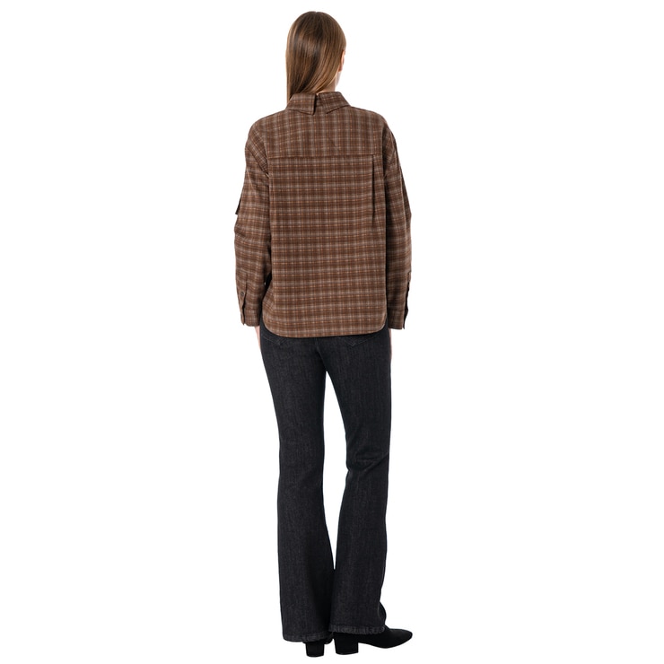 비지트 인 뉴욕 여성 체크 셔츠 - 브라운