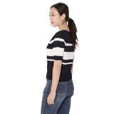 베네뜨 여성 홀가먼트 라운드넥 풀오버 - 네이비 스트라이프, M