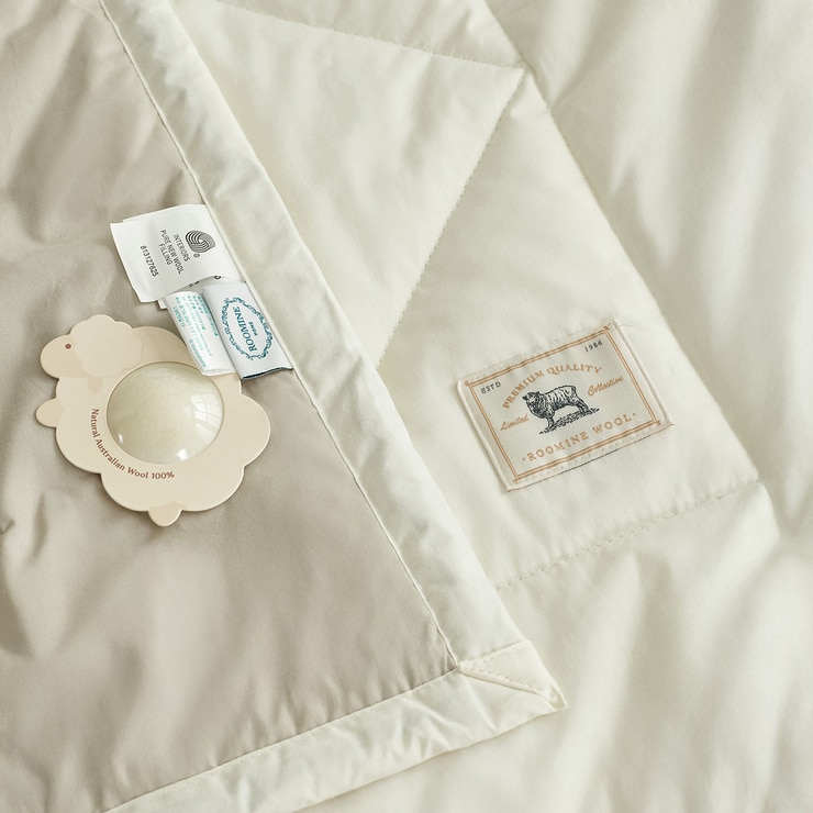 루마인 홈 사계절 솔리드 양모 이불 - 싱글, 베이지/아이보리