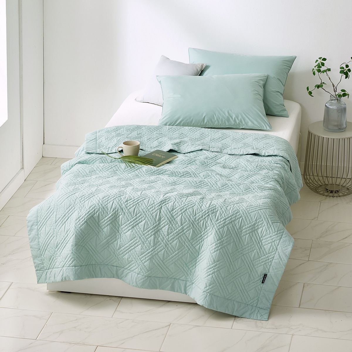 박홍근홈패션 워싱면 양모 스프레드 - 싱글, 민트