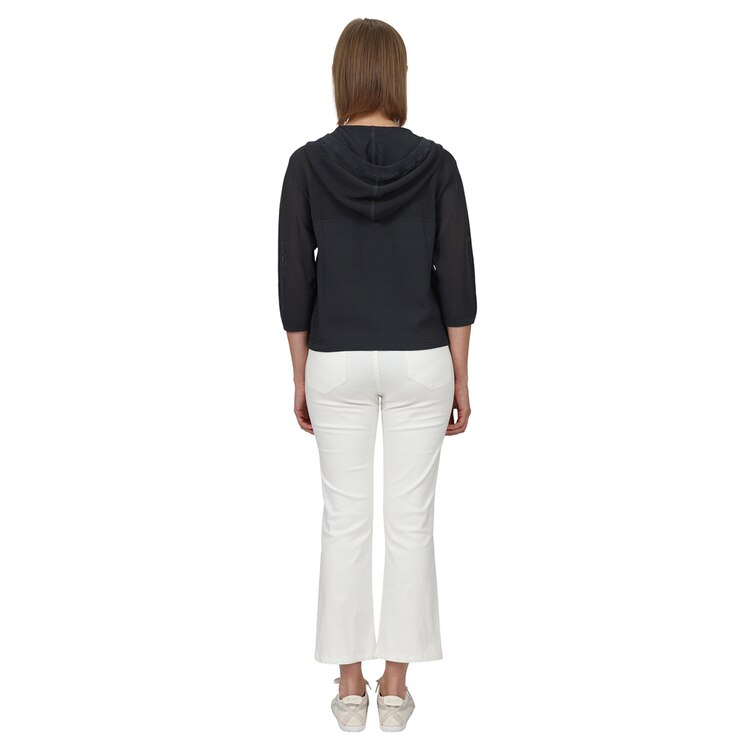 안지크 여성 니트 후드 재킷 - 다크 그레이