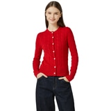 리디아 바인 여성 수피마코튼 케이블 가디건 - 레드, S 리디아 바인 여성 수피마코튼 케이블 가디건 - 레드, S