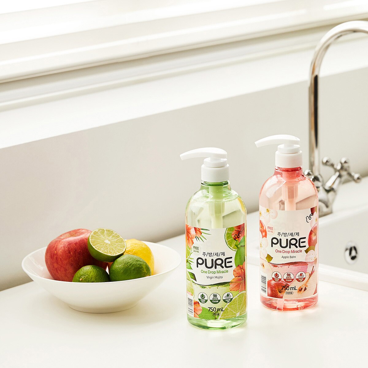 피죤 퓨어 주방세제 750ml + 1000ml x 4pk