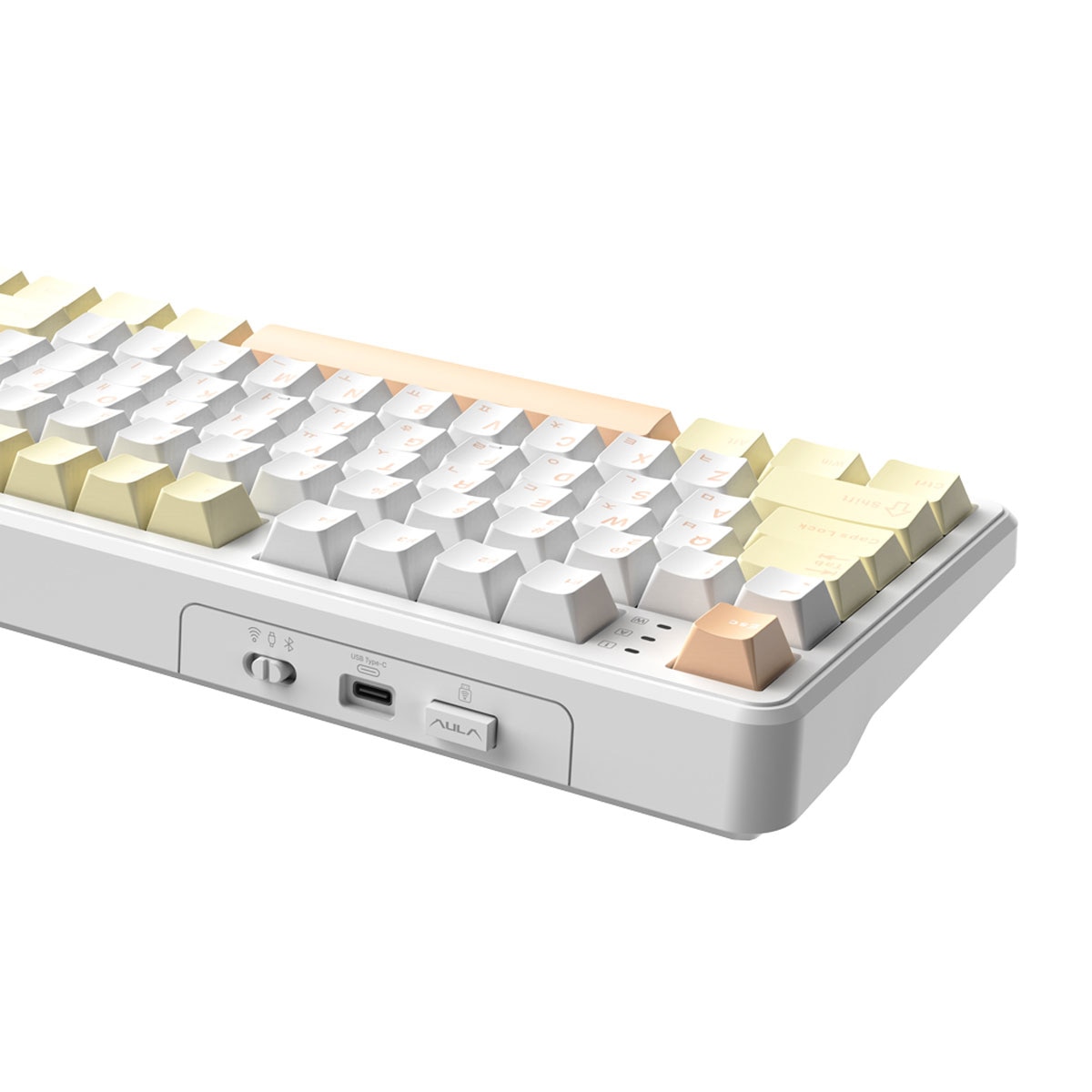 AULA 유무선 기계식 키보드 F108 황축 치즈화이트