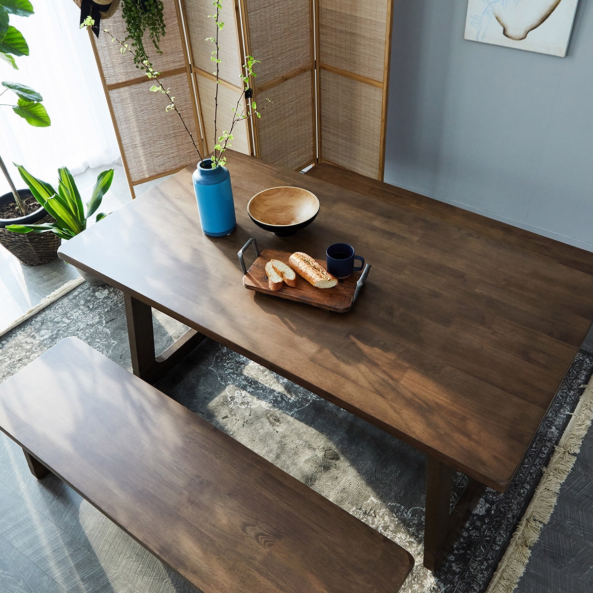 리비니아 아칸 원목 식탁세트 - 벤치+벤치