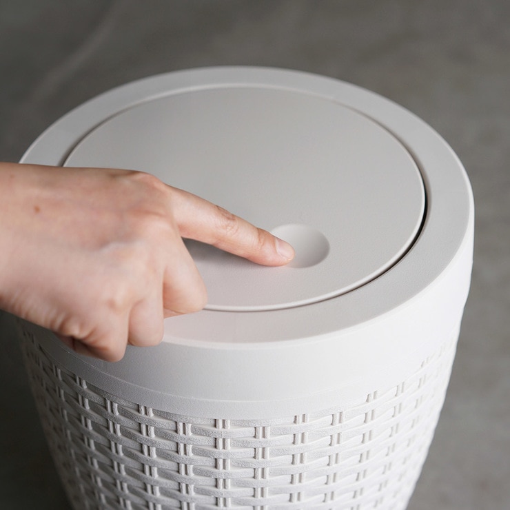 바스클립 라탄 라운드 플립형 쓰레기통 7L 2개