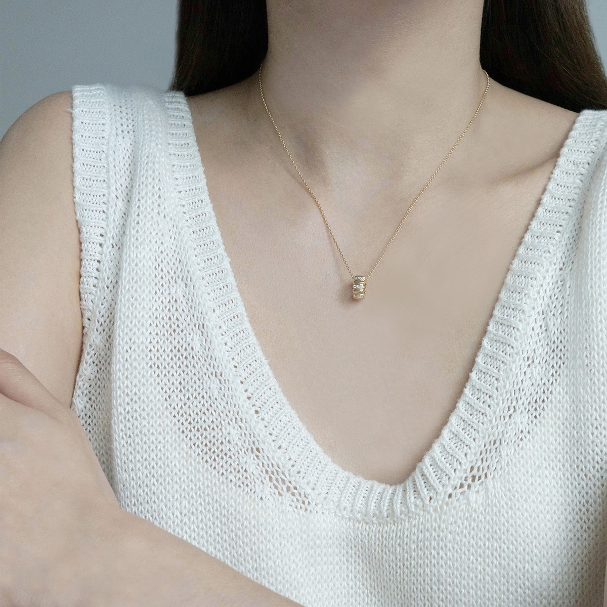 론드 벨리네 다이아몬드 목걸이 - 엘로골드