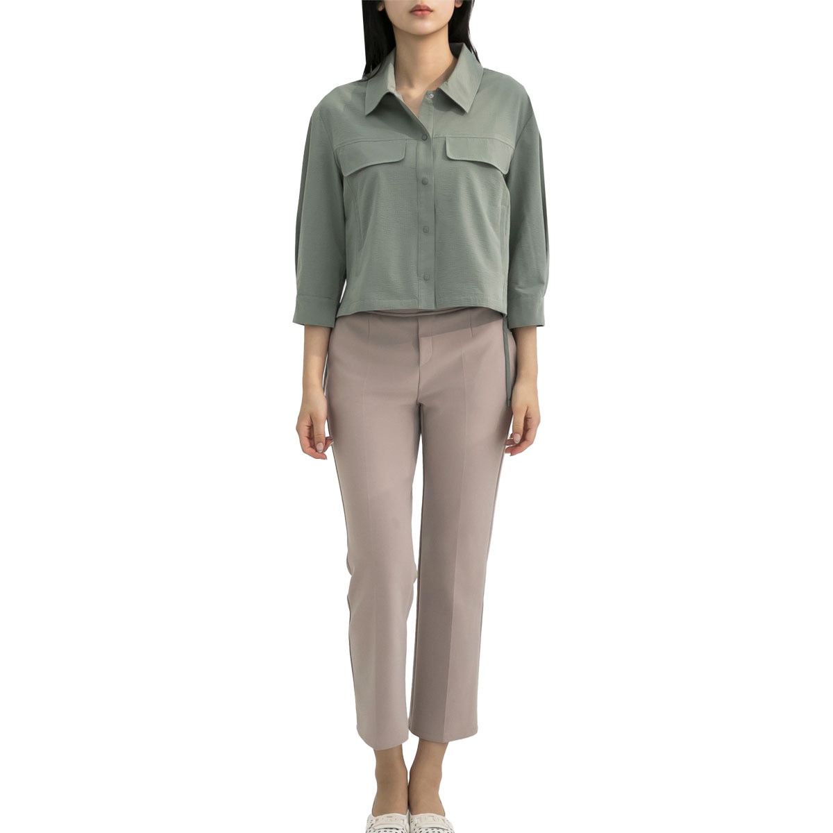 르샵 여성 셔츠 재킷 - 카키, L