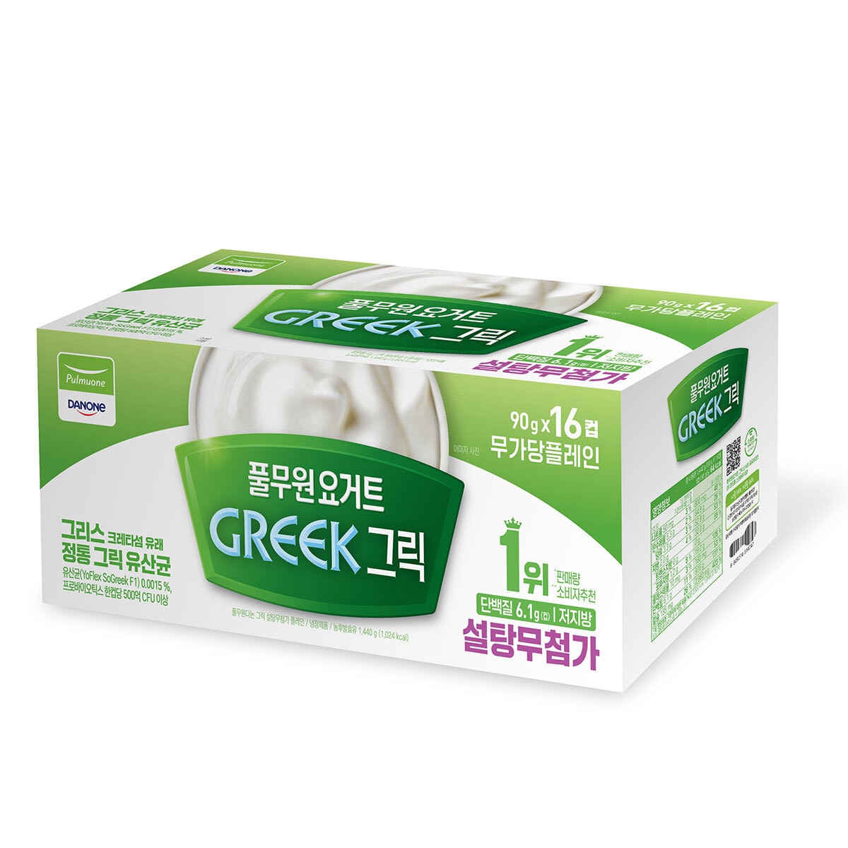 풀무원 다논 그릭요거트 무가당 플레인 90g x 16