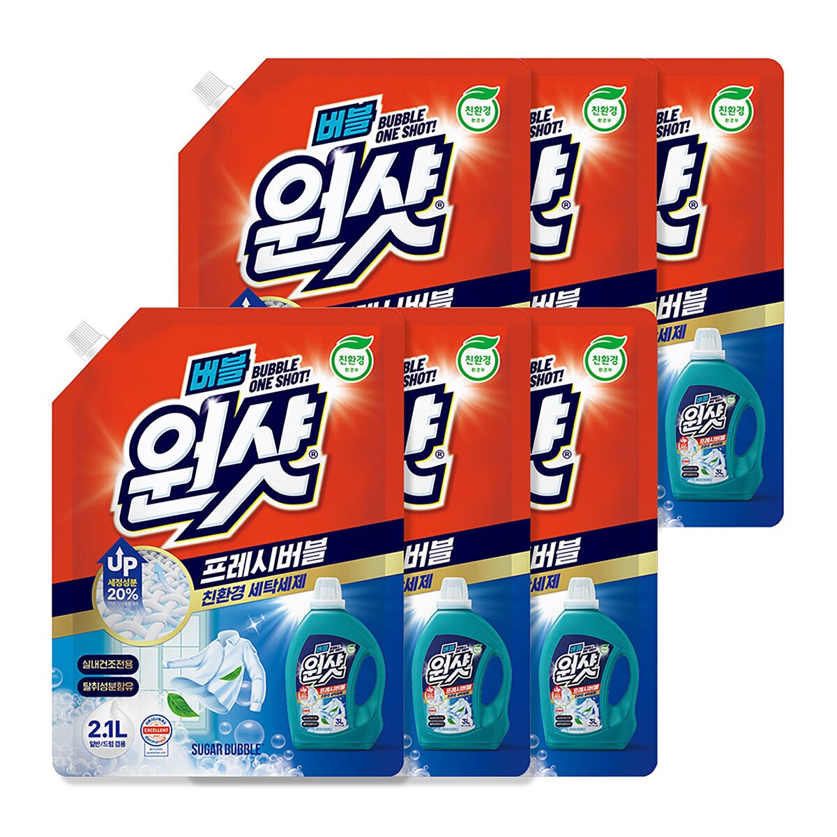슈가버블원샷프레쉬버블친환경세제2.1L x 6