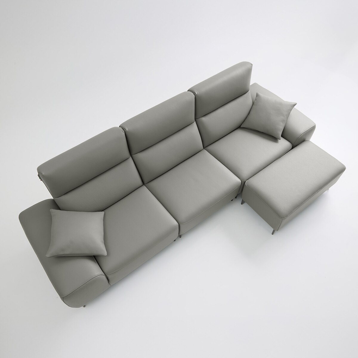 UND NA17 전체 천연 이태리 슈렁큰통가죽 4인 소파+보조스툴 - 미스티그레이