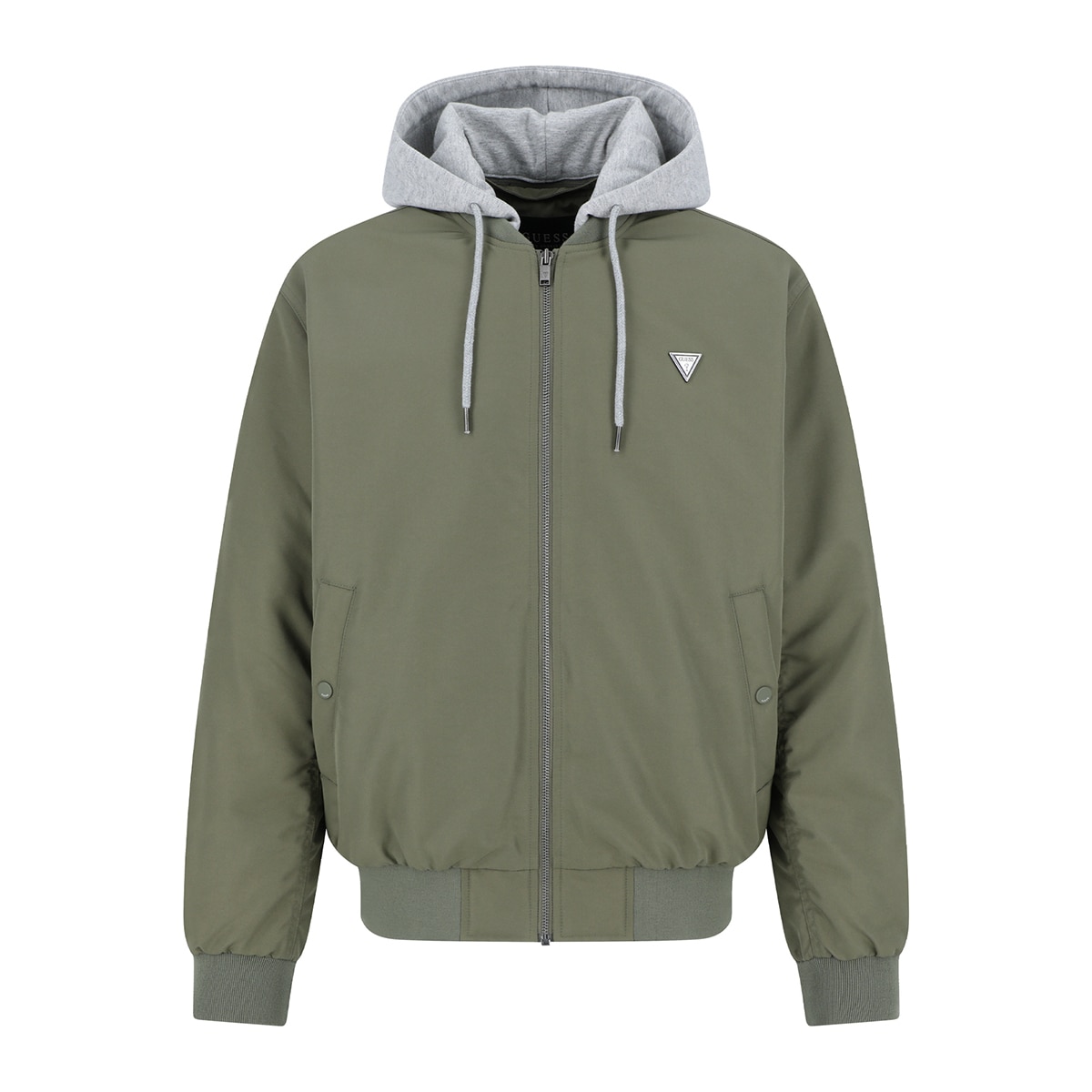 게스 남성 후디 보머 자켓 - 카키