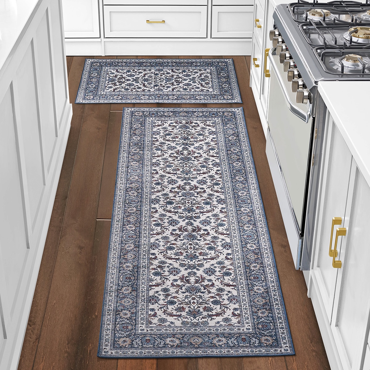 Wyatt&Ash 워셔블 러그 & 러너 세트 - 블루 Wyatt&Ash 워셔블 러그 & 러너 세트 - 블루