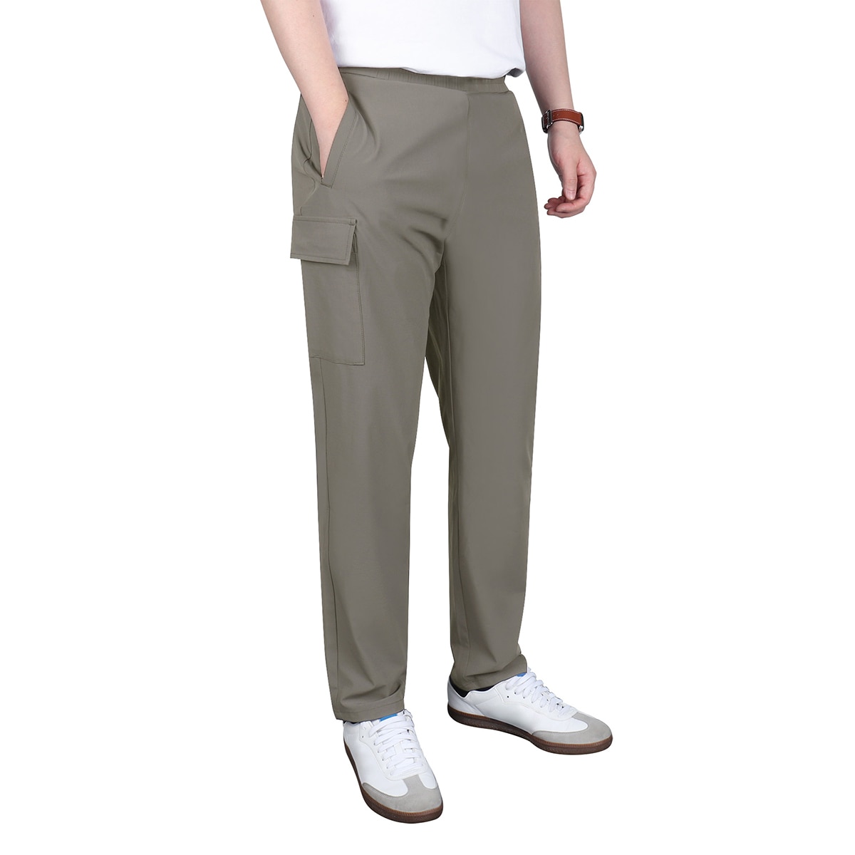 케네스콜 남성 나일론 스판 바지 - 카키, 36