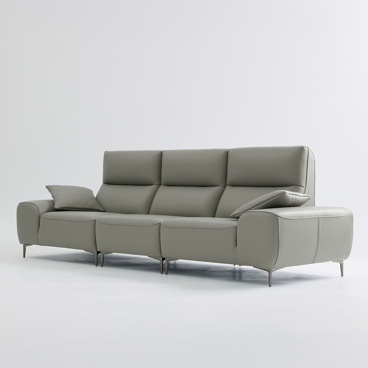 UND NA17 전체 천연 이태리 슈렁큰통가죽 4 인 소파 - 미스티그레이