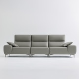 UND NA17 전체 천연 이태리 슈렁큰통가죽 4 인 소파 - 미스티그레이