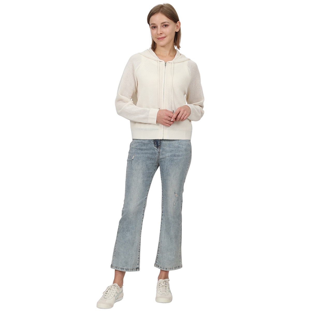 솔레지아 여성 니트 후드 집업