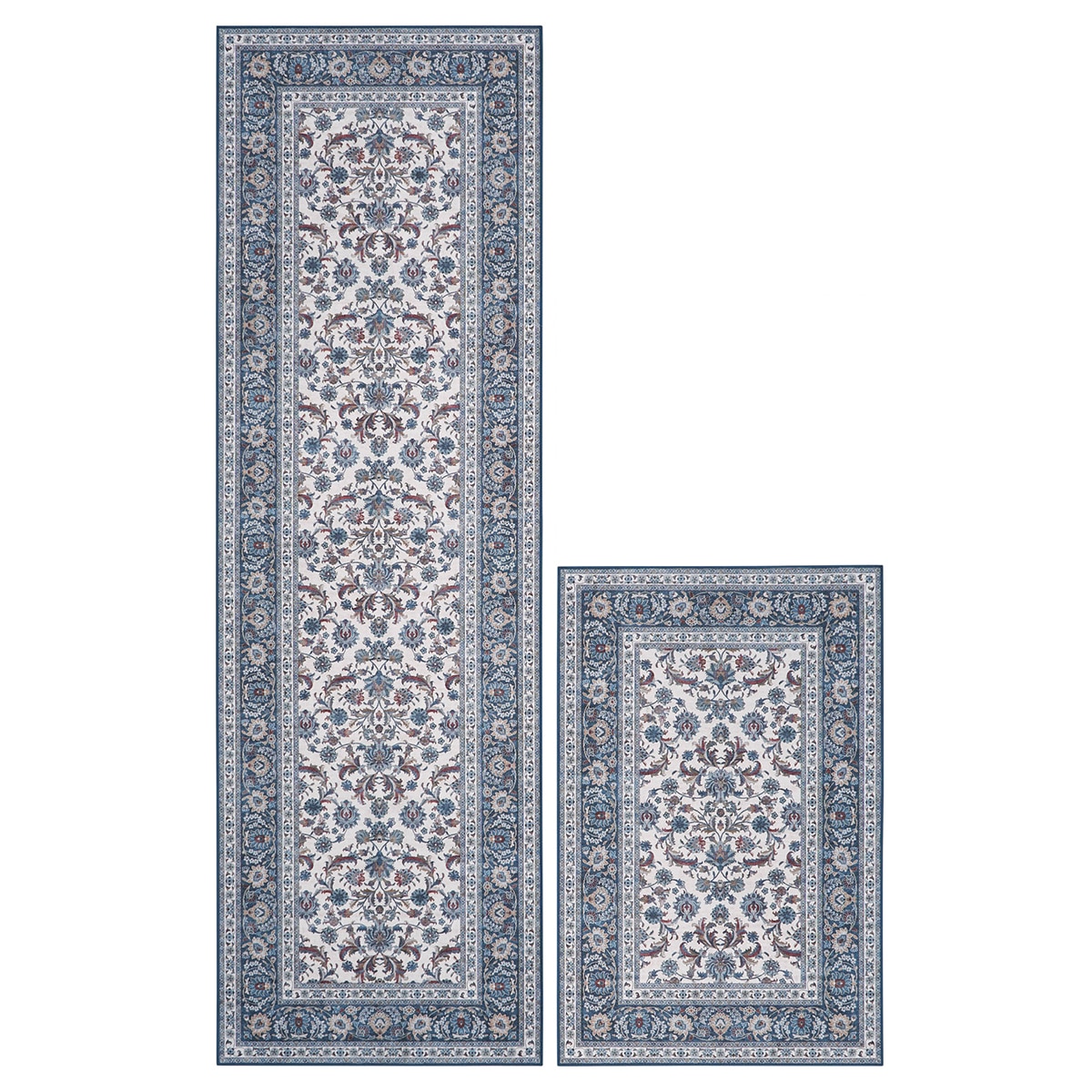 Wyatt&Ash 워셔블 러그 & 러너 세트 - 블루 Wyatt&Ash 워셔블 러그 & 러너 세트 - 블루