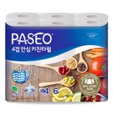 파세오 4겹 안심 키친타월 100매 x 6롤 x 2