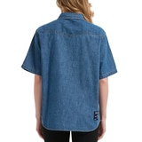 트루릴리젼 여성 반소매 데님 셔츠 - 미디엄 블루