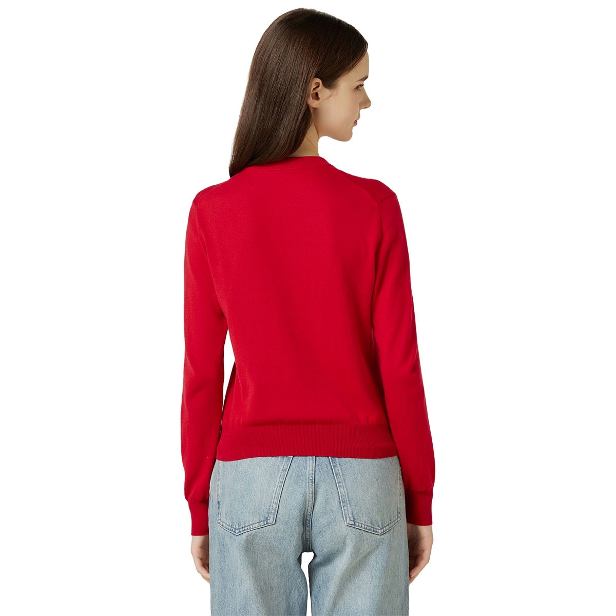 리디아 바인 여성 수피마코튼 크루넥 가디건 - 레드, S