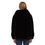 레니본 여성 인조퍼 재킷 - 블랙