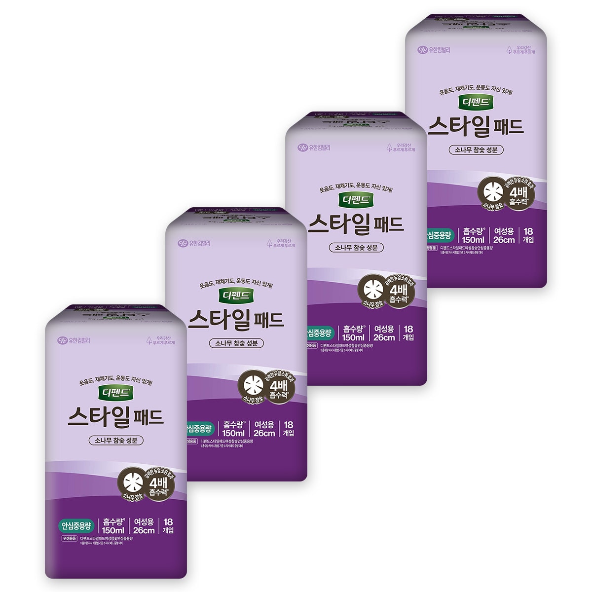 디펜드 스타일 패드 참숯 안심중용량 18매 x 4