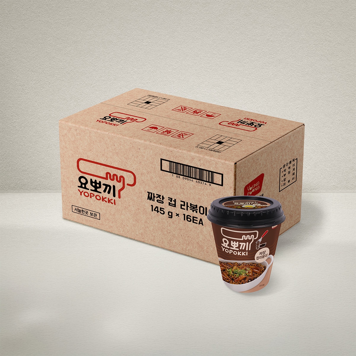 요뽀끼 짜장 컵라볶이 145G X 16