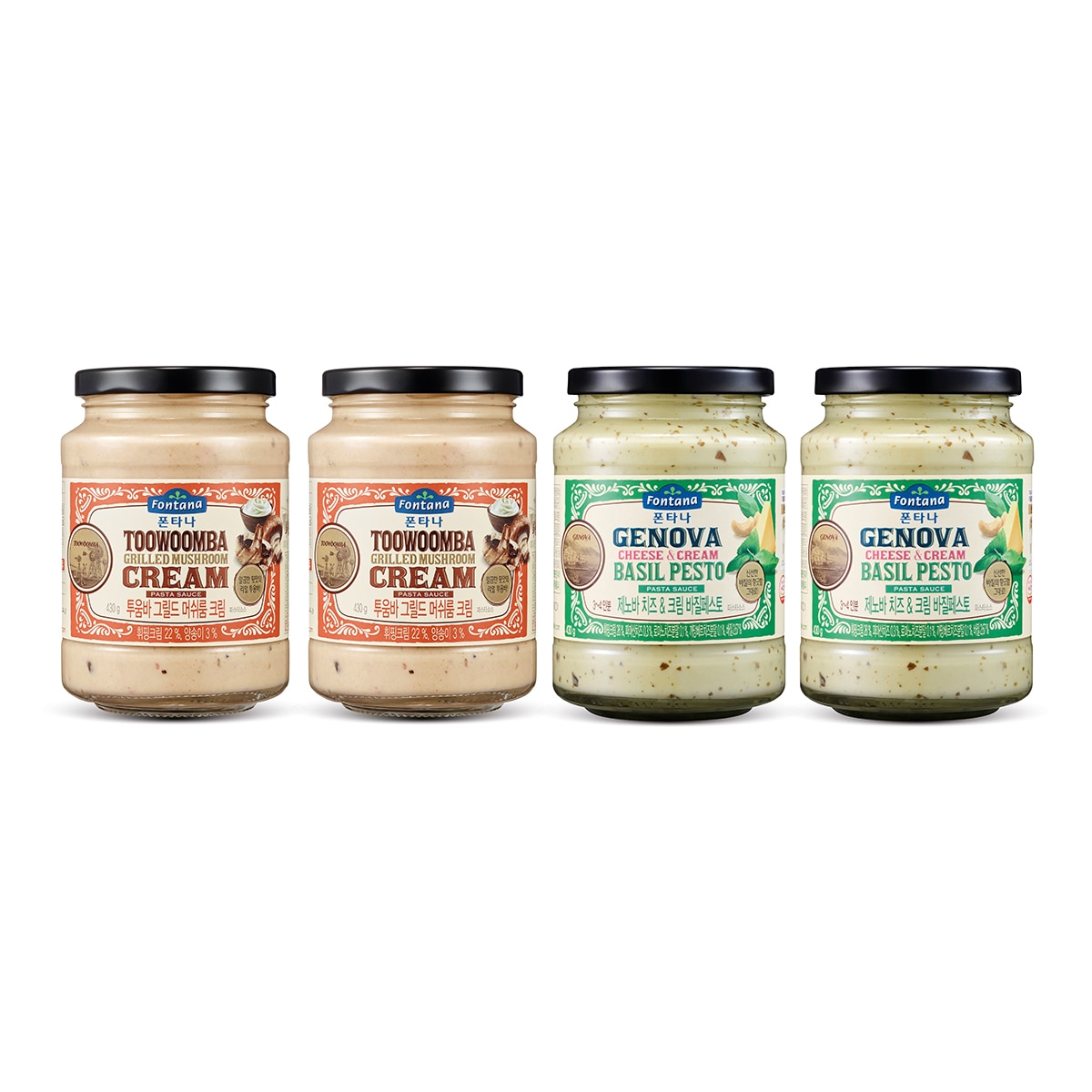 폰타나 투움바 크림 & 바질 페스토 파스타 소스 430g x 4